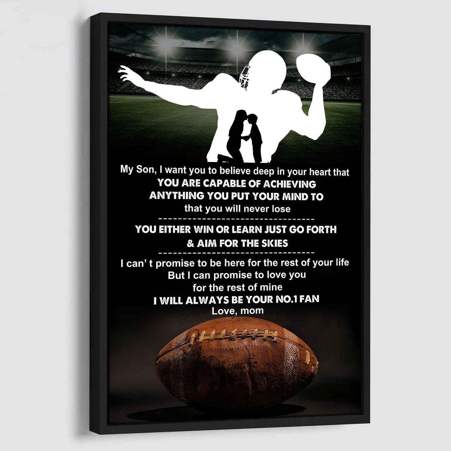 Baseball Poster Canvas Mom To Son - You Will Never Lose You Either Win Or Learn I Will Always Your No 1 Fan