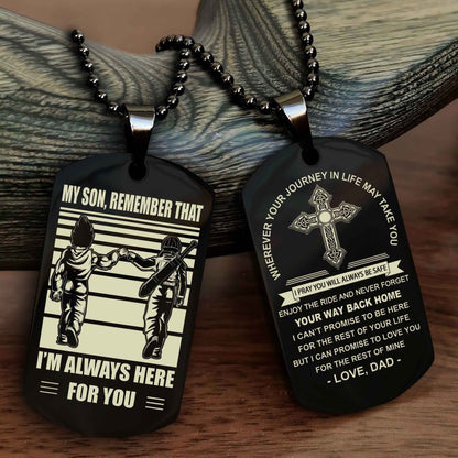 Knight Templar Cross Double Sided Dog Tag My Son Remember That - Gift For Son Enjoy The Ride Never Forget Your Way Back Home