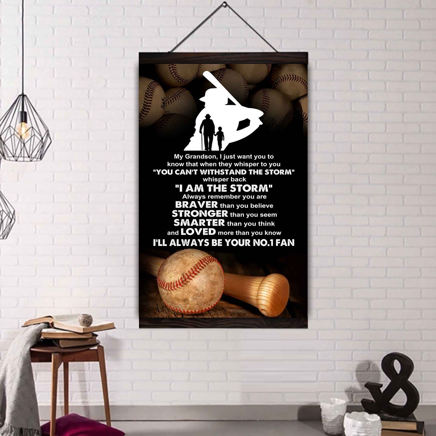 Soccer Poster Canvas Granpa To Grandson - Whisper Back I Am The Storm I Will Always Your No 1 Fan