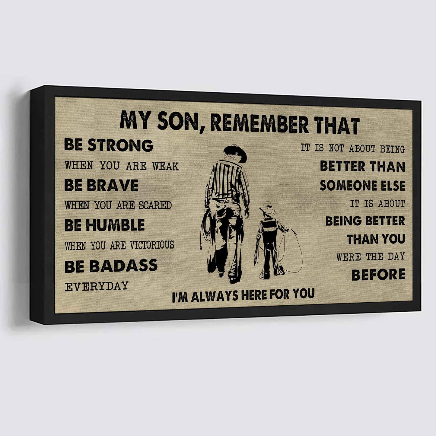 Personalized Sport Poster Canvas - My Son Remember That Be Strong When You Are Weak Be Badass Everyday