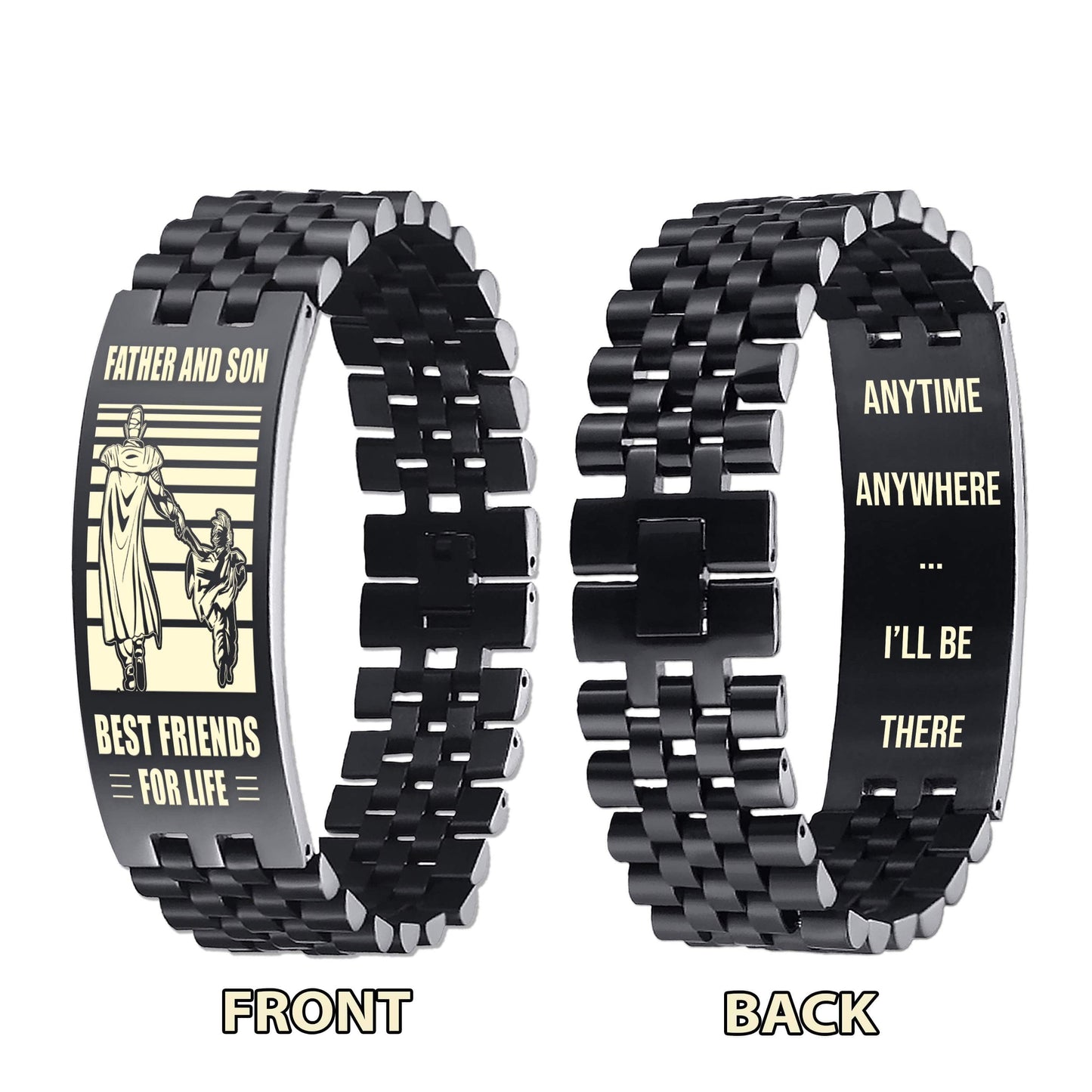 Viking WBH Personalized Double Sided Bracelet Father And Son Best Friends For Life - Message on the back side