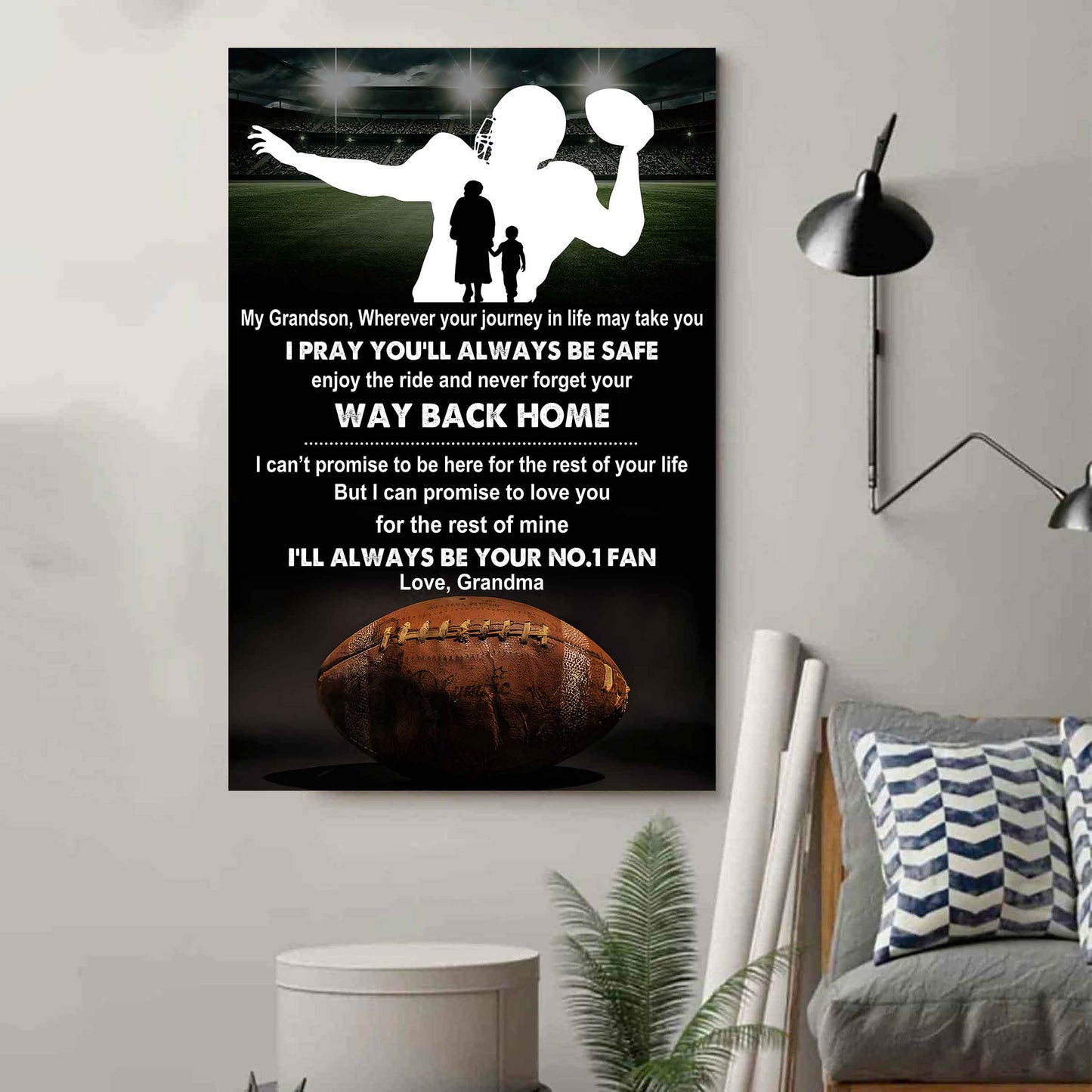Baseball Poster Canvas Grandma To Grandson - Never Forget Your Way Back Home I Will Always Your No 1 Fan
