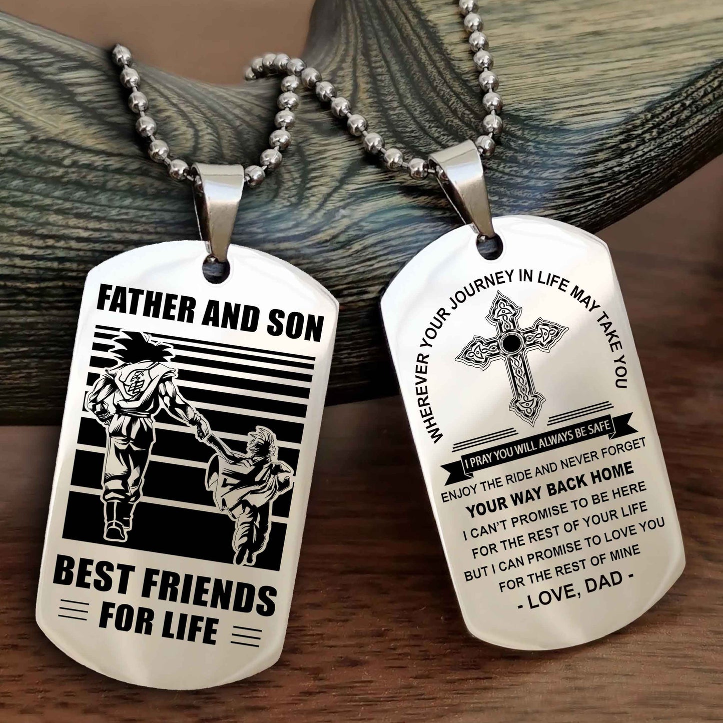 DRB Cross Double Sided Dog Tag Father And Son Best Friend For Life - Gift For Son Never Forget Your Way Back Home