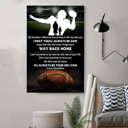 Hockey Poster Canvas Grandma To Grandson - Never Forget Your Way Back Home I Will Always Your No 1 Fan