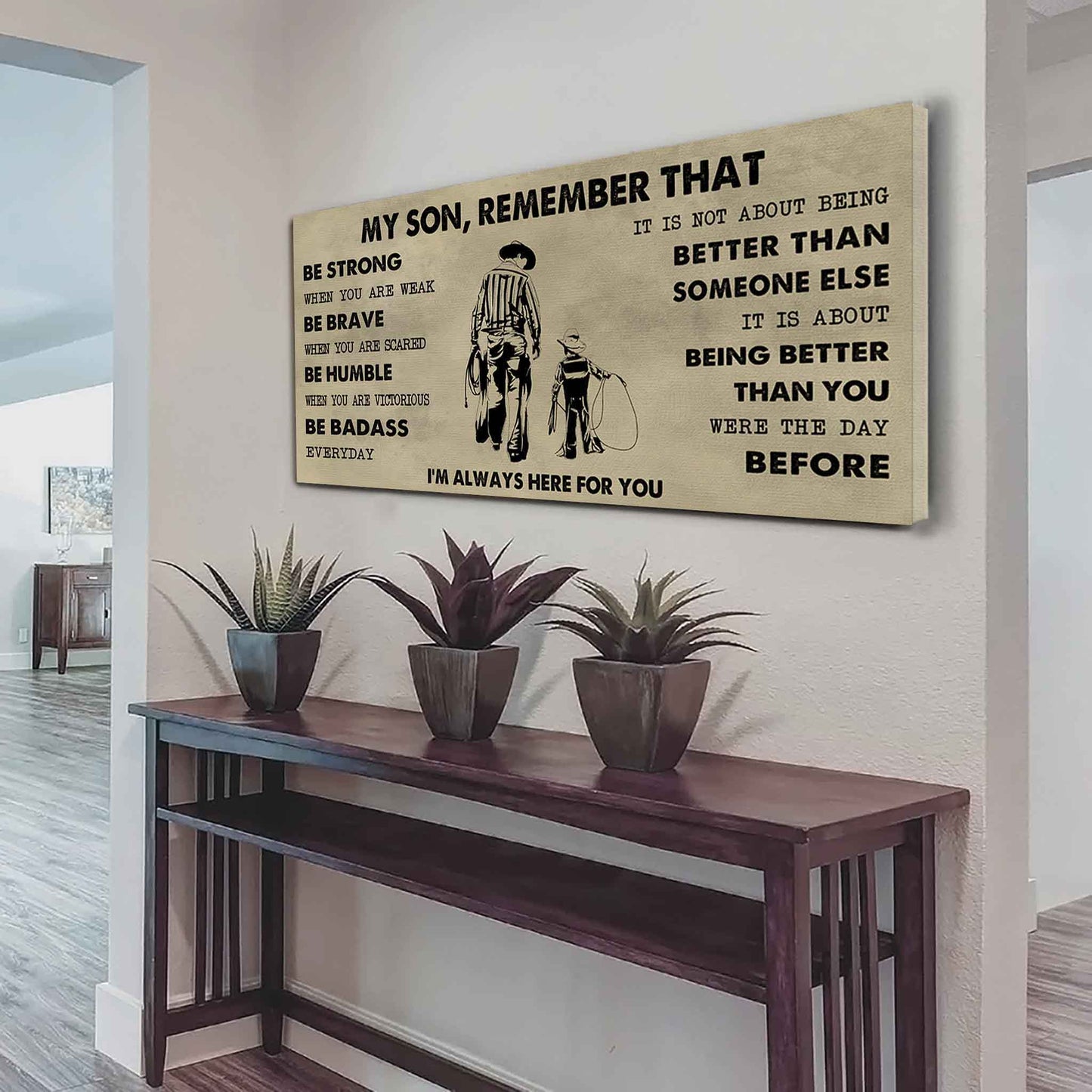 Personalized DRB Poster Canvas - My Son Remember That Be Strong When You Are Weak Be Badass Everyday