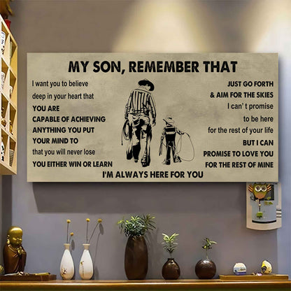 Personalized Sport Poster Canvas -  My Son Remember That You Will Never Lose You Either Win Or Learn
