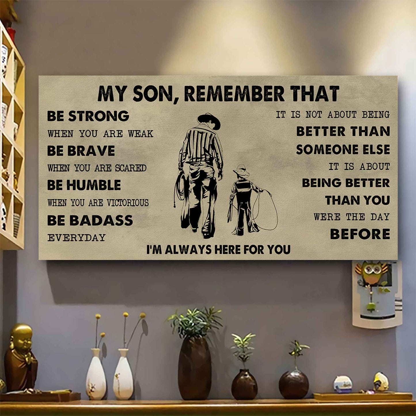 Personalized DRB Poster Canvas - My Son Remember That Be Strong When You Are Weak Be Badass Everyday