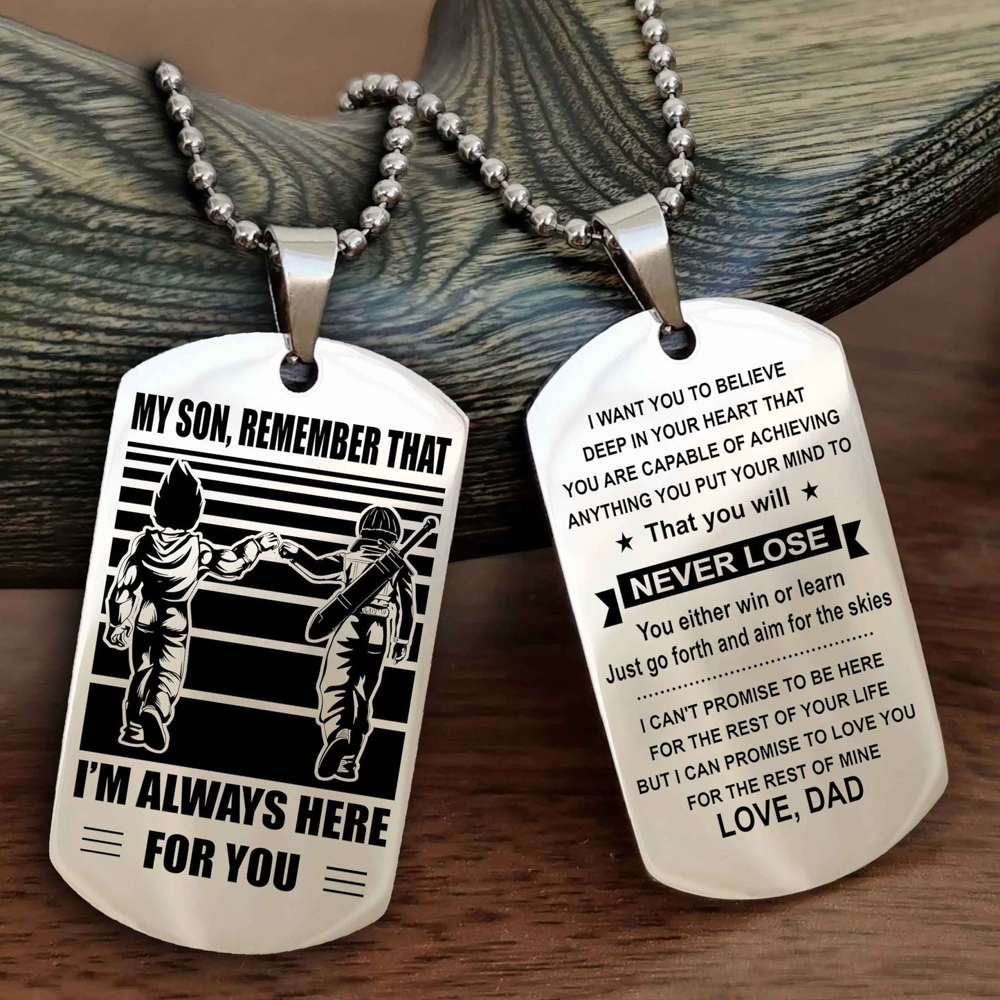DRB Personalized Double Sided Dog Tag My Son Remember That I Will Always Here You Will Never Lose You Either Win Or Learn
