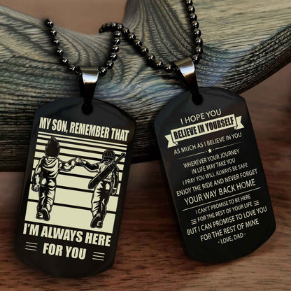 DRB Personalized Double Sided Dog Tag My Son Remember That I Will Always Here Never Forget Your Way Back Home