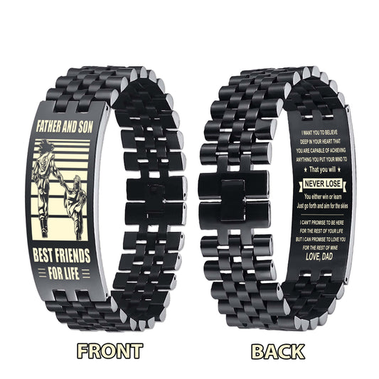 GK NVL Personalized Double Sided Bracelet Father And Son Best Friends For Life - Message on the back side