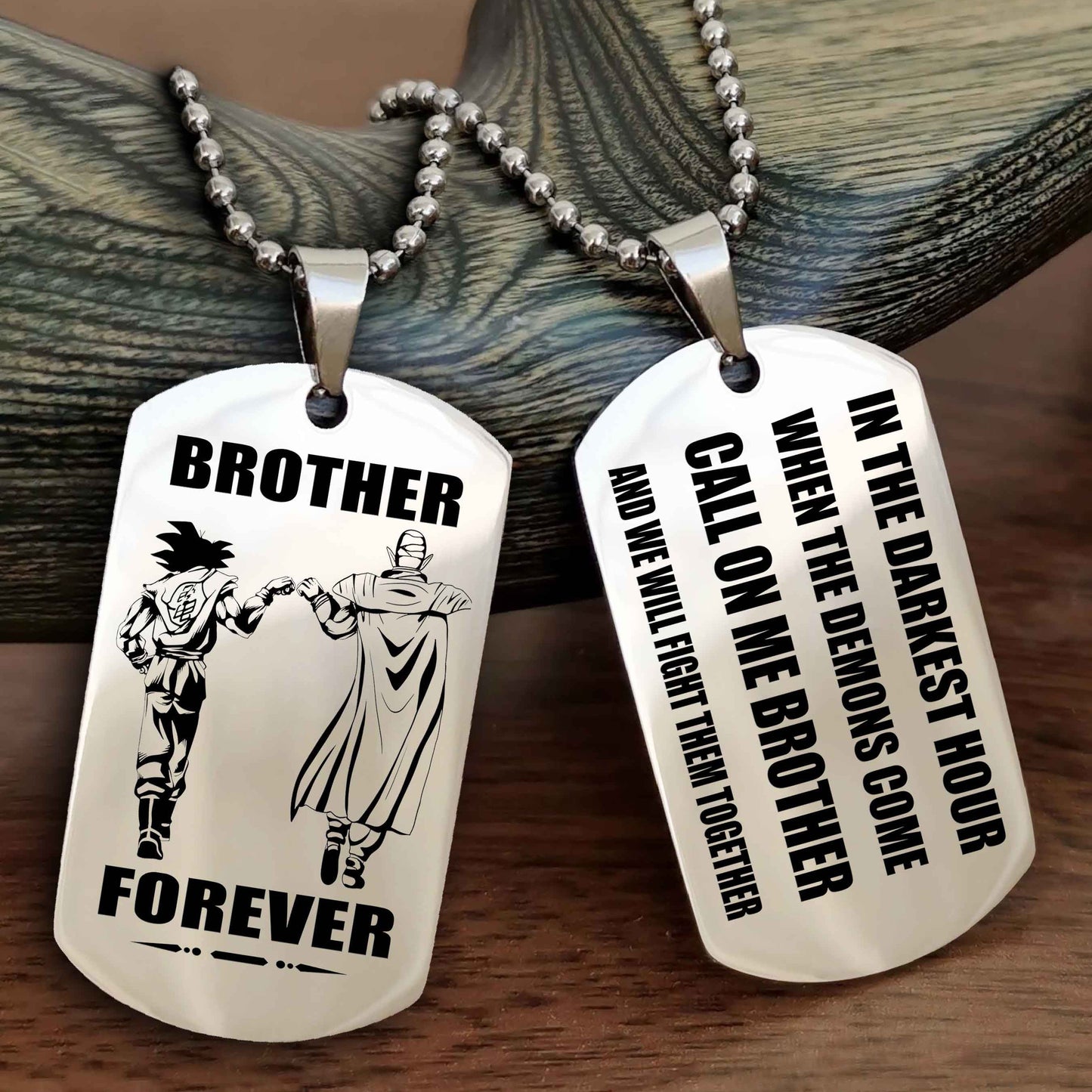 TWD Engraved Double Sided Dog Tag Call On Me Brother NAG Brothers Forever We Will Fight Them Together