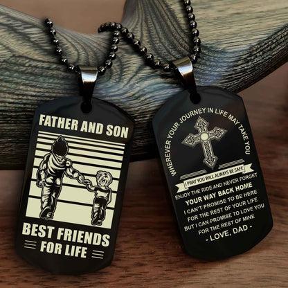 Knight Templar Cross Double Sided Dog Tag My Son Remember That - Gift For Son Enjoy The Ride Never Forget Your Way Back Home