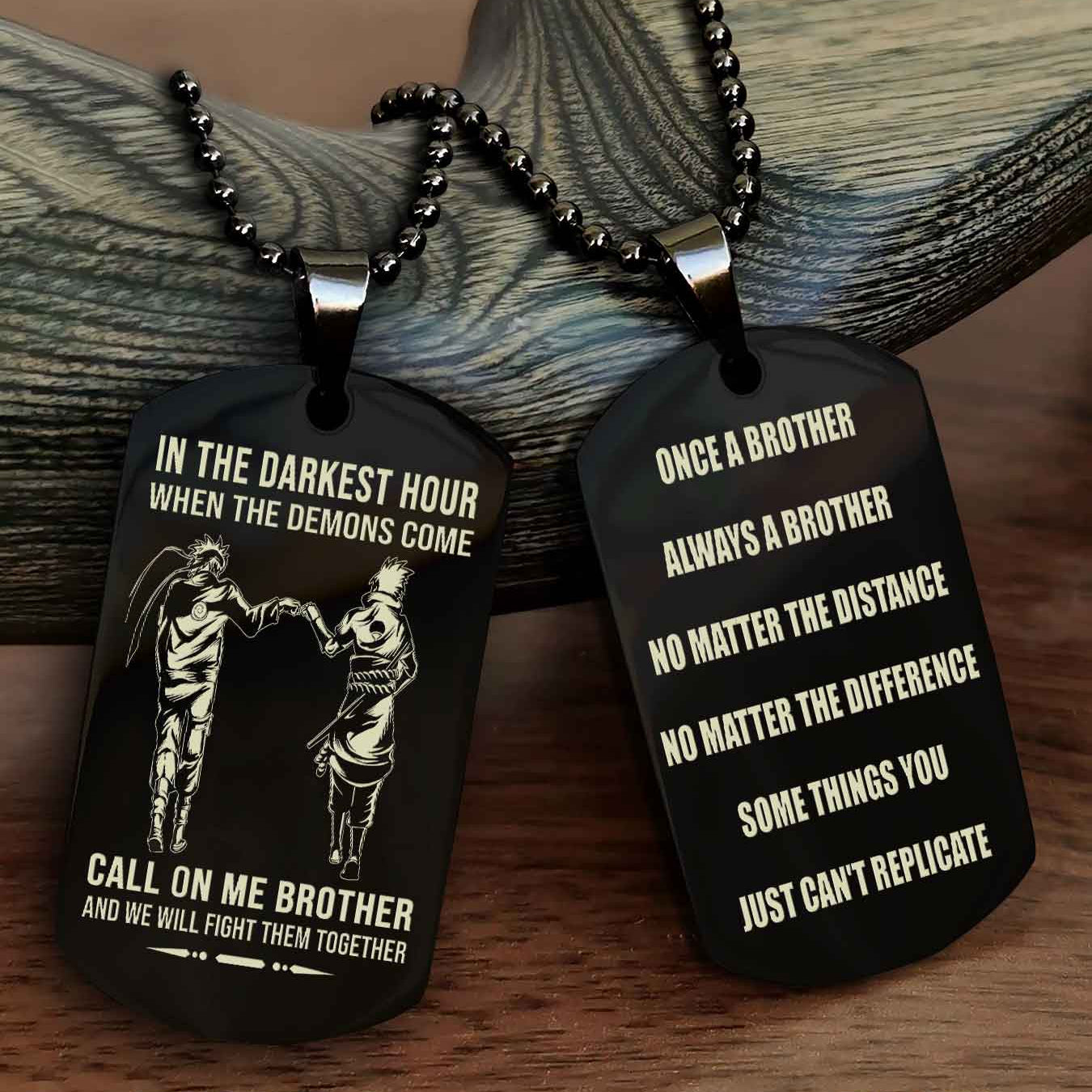 Customizable engraved dog tag double sided gift from brother Once A Brother Always A Brother