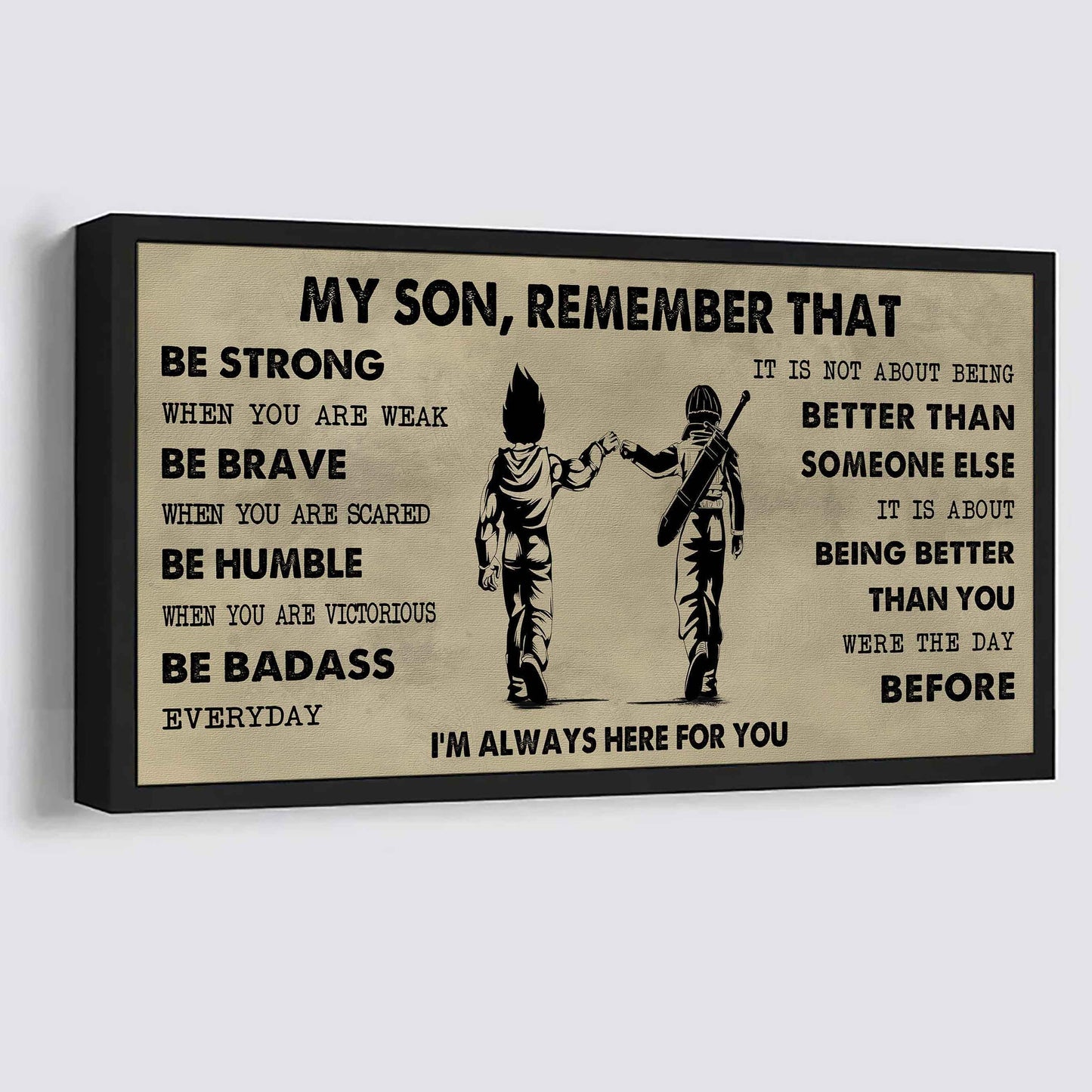 Personalized DRB Poster Canvas - My Son Remember That Be Strong When You Are Weak Be Badass Everyday