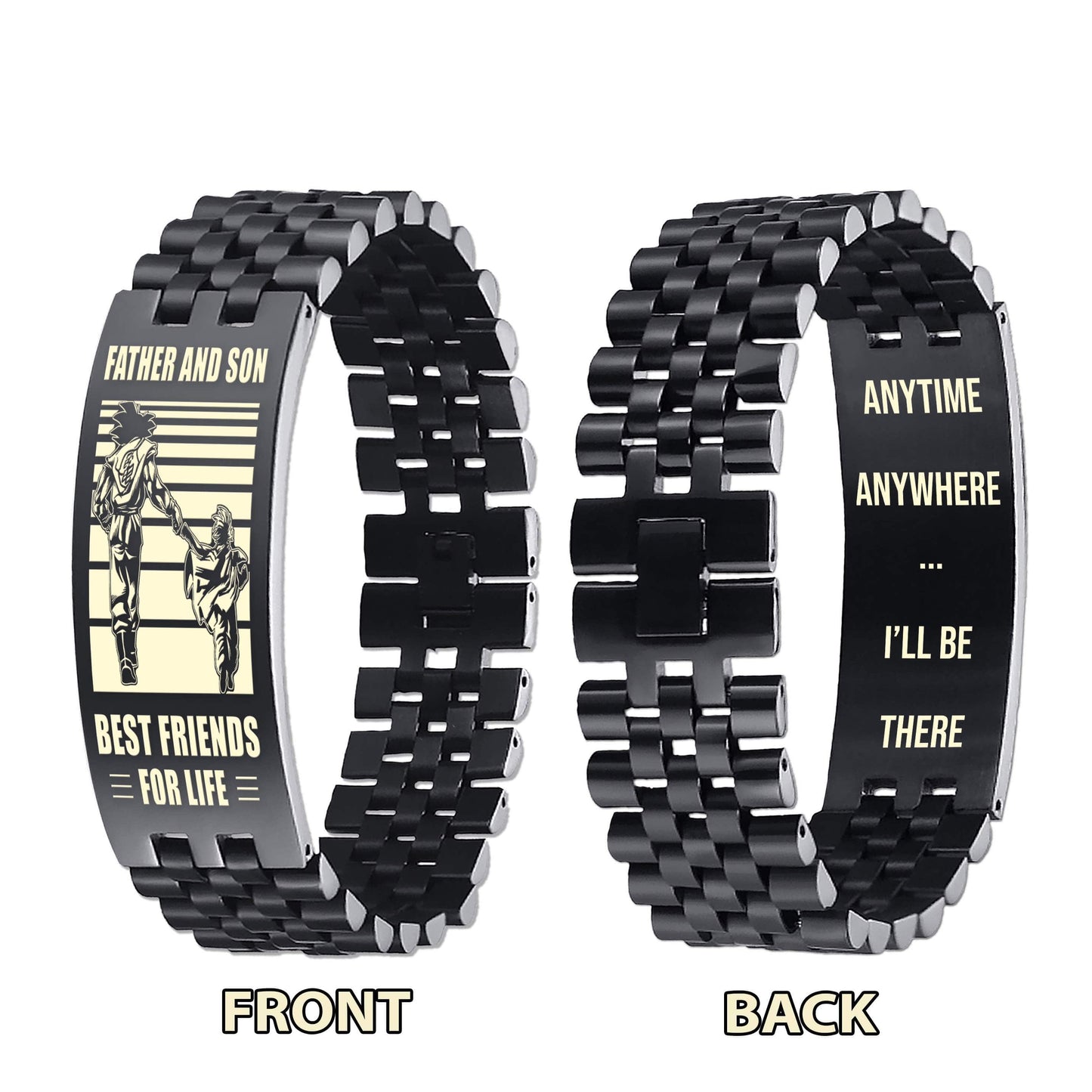 Viking NVL Personalized Double Sided Bracelet Father And Son Best Friends For Life - Message on the back side