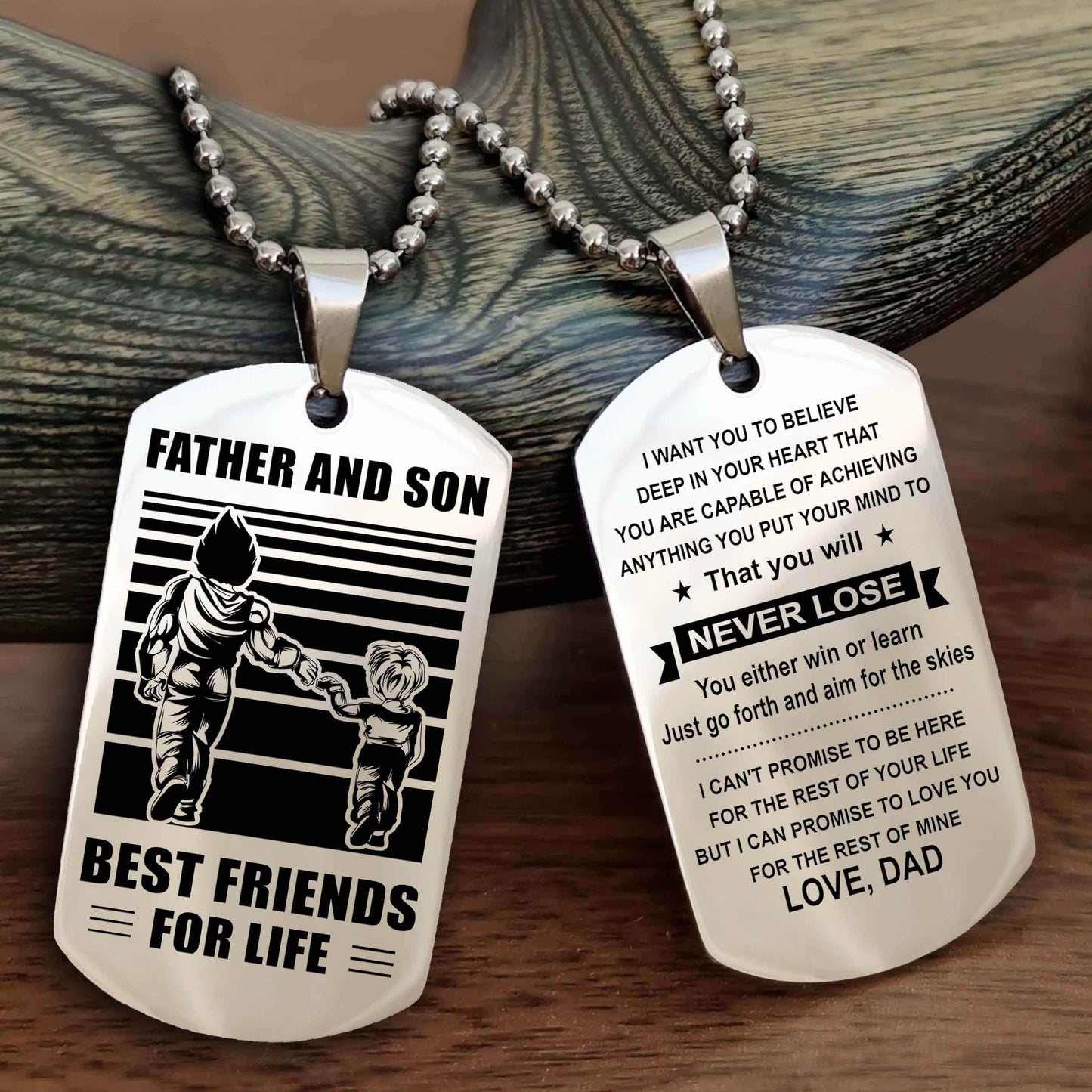 Cowboy Personalized Double Sided Dog Tag To My Son I Love You - You Will Never Lose You Either Win Or Learn From Dad To Son