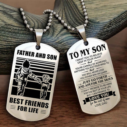 DRB Double Sided Dog Tag Father And Son Best Friend For Life - Gift For Son Just Go Forth And Aim For The Skies