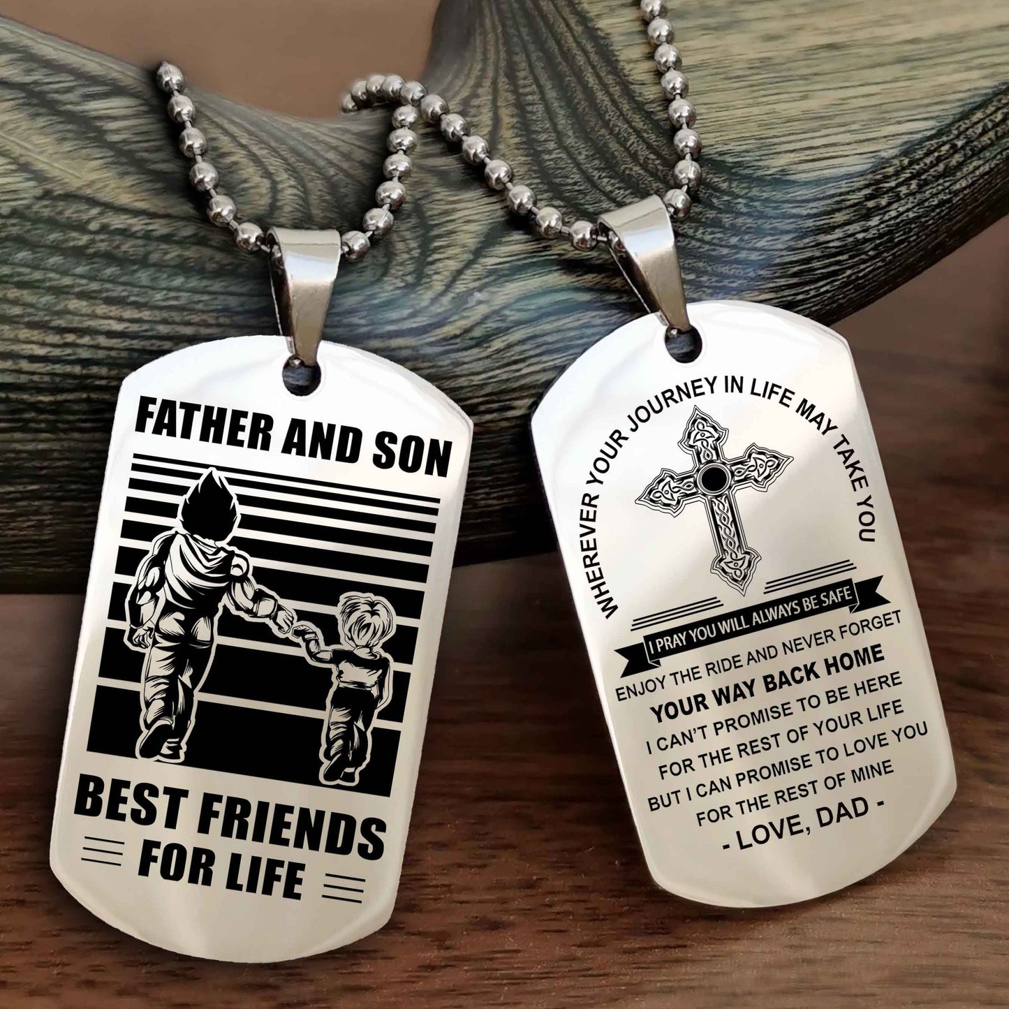 DRB Cross Double Sided Dog Tag My Son Remember That - Gift For Son Enjoy The Ride Never Forget Your Way Back Home