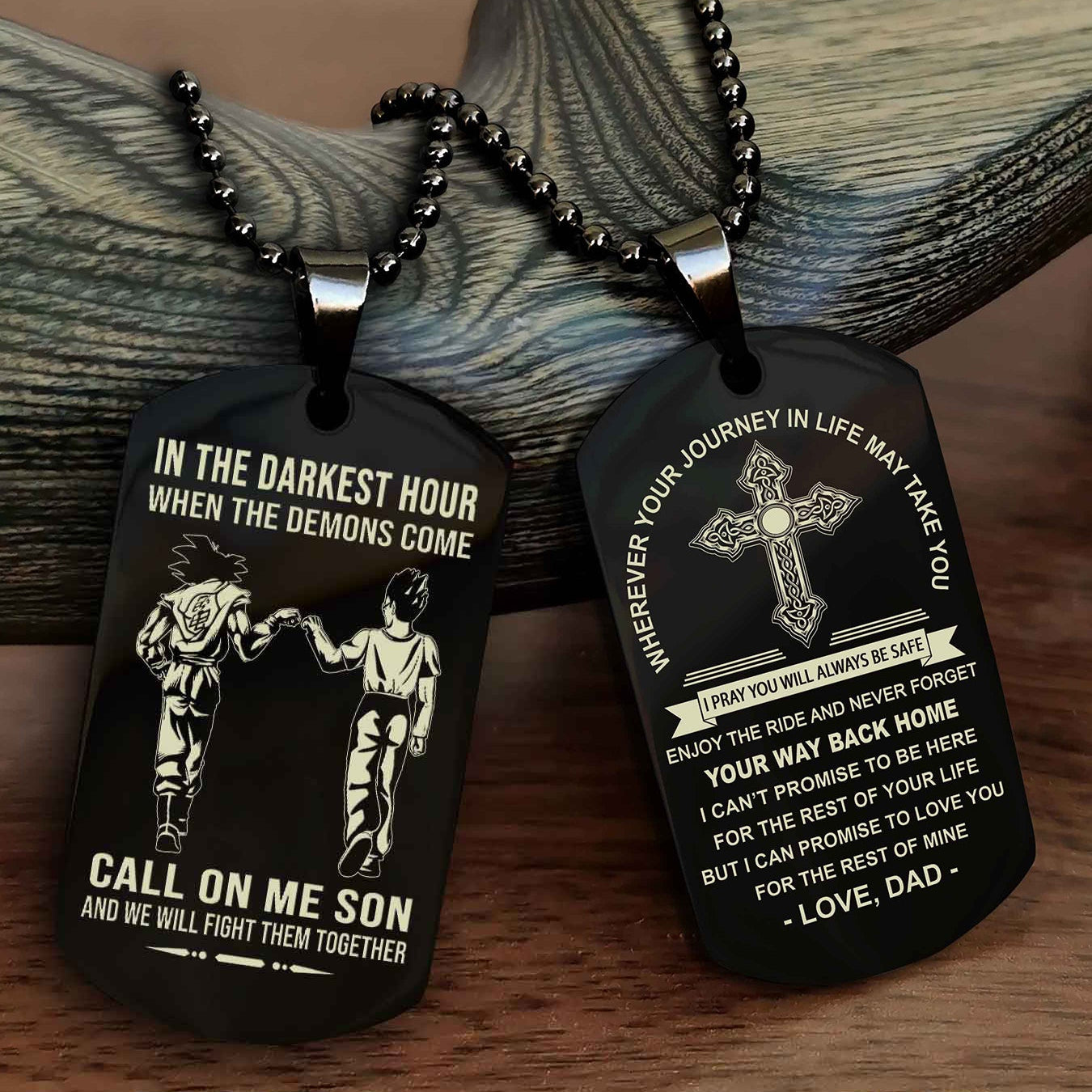 Knight Templar Double Sided Cross Dog Tag Call On Me Son - Gift For Son From Dad Your Way Back Home