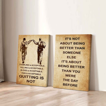Combo 2 DRB Poster Canvas Quitting Is Not - It's Not About Being Better Than Someone Else It's About Being Better Than You Were The Day Before
