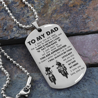 Personalized Family One Side Dog Tag To My Dad I Know It's Not Easy - I Will Always Be Your Little Boy Gift From Son To Dad Father's Day Gift