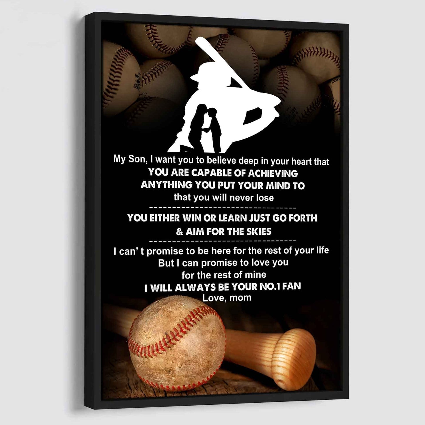 Sport Poster Canvas Mom To Son - You Will Never Lose You Either Win Or Learn I Will Always Your No 1 Fan