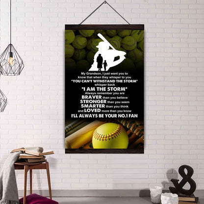 Sport Basketball Poster Canvas Grandma To Grandson - Whisper Back I Am The Storm I Will Always Your No 1 Fan