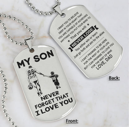 DRB Personalized Double Sided Dog Tag To My Son Never Forget That I Love You - You Will Never Lose You Either Win Or Learn