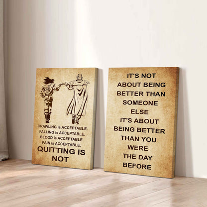 Combo 2 DRB Poster Canvas Quitting Is Not - It's Not About Being Better Than Someone Else It's About Being Better Than You Were The Day Before