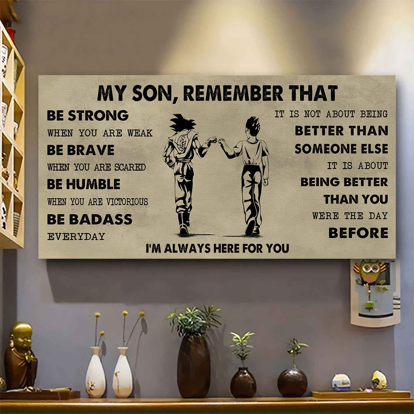 Personalized DRB Poster Canvas - My Son Remember That Be Strong When You Are Weak Be Badass Everyday
