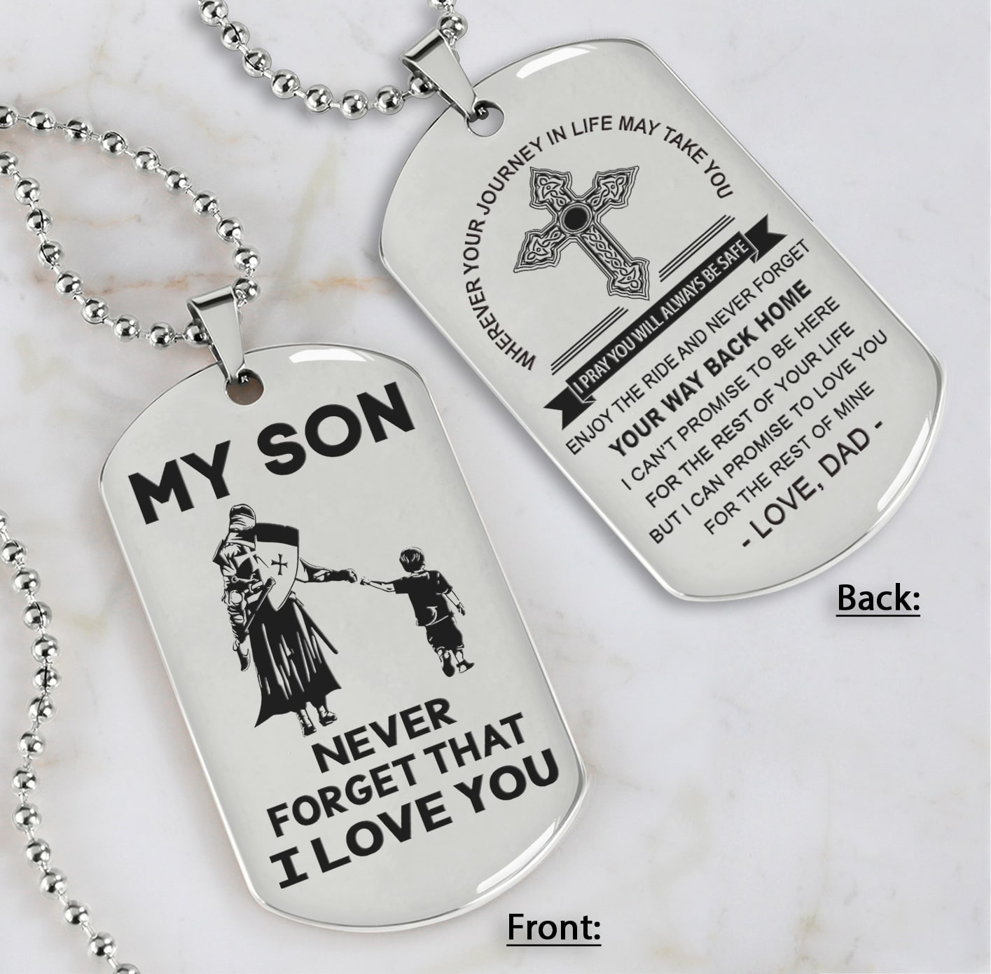Samurai customizable engraved dog tag, gifts from dad mom to son- Be the nice kid