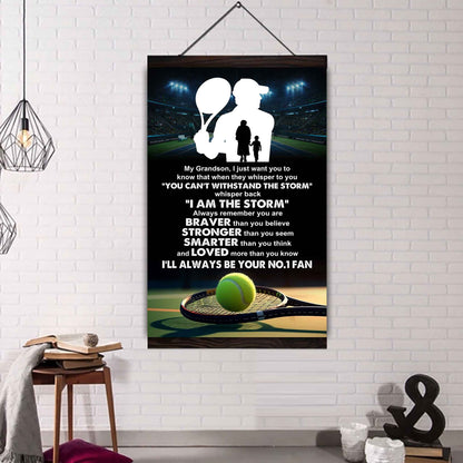 Sport Basketball Poster Canvas Grandma To Grandson - Whisper Back I Am The Storm I Will Always Your No 1 Fan