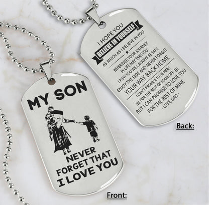 DRB Personalized Double Sided Dog Tag To My Son Never Forget That I Love You - Never Forget Your Way Back Home