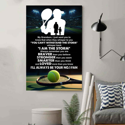 Hockey Poster Canvas Grandma To Grandson - Whisper Back I Am The Storm I Will Always Your No 1 Fan