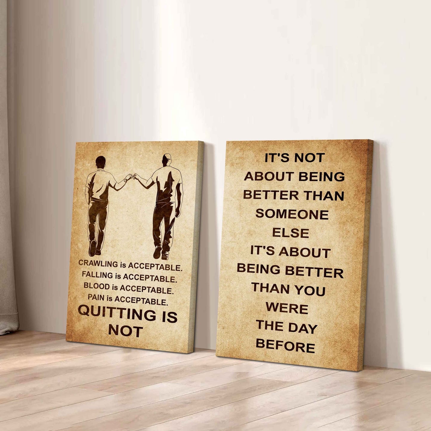 Combo 2 DRB Poster Canvas Quitting Is Not - It's Not About Being Better Than Someone Else It's About Being Better Than You Were The Day Before