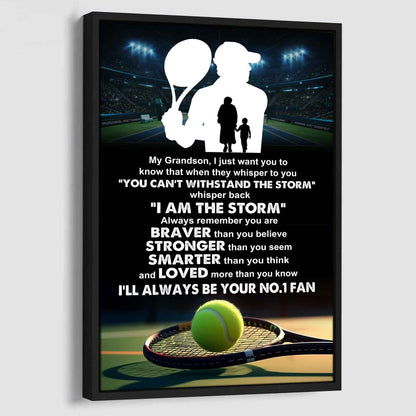 Hockey Poster Canvas Grandma To Grandson - Whisper Back I Am The Storm I Will Always Your No 1 Fan
