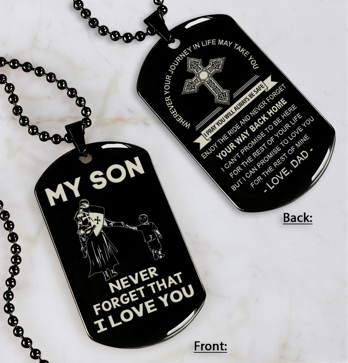 Samurai customizable engraved dog tag, gifts from dad mom to son- Be the nice kid