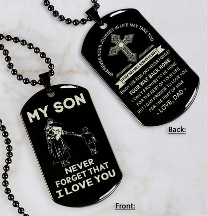 Samurai customizable engraved dog tag, gifts from dad mom to son- Be the nice kid