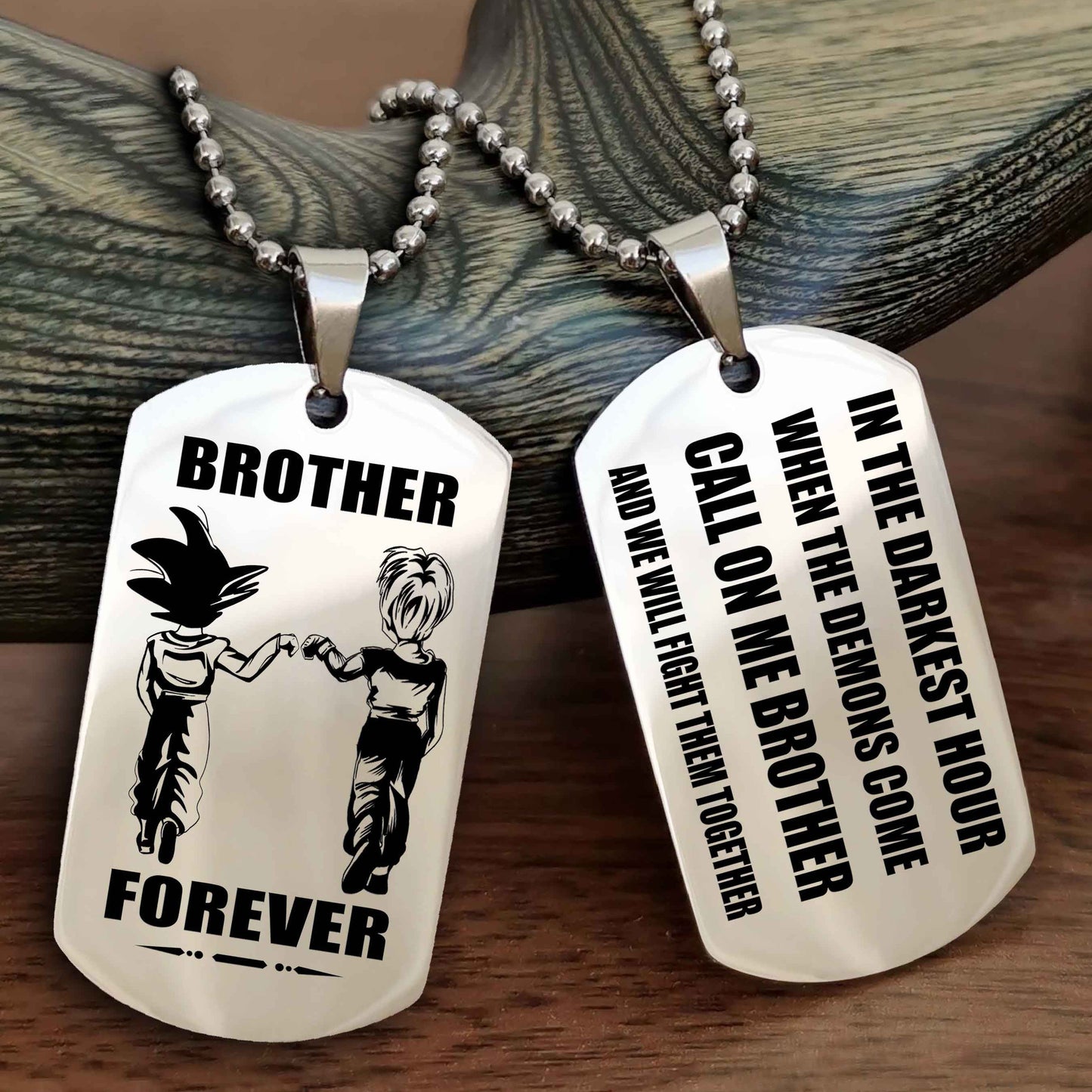 Customizable Engraved Double Sided Dog Tag Call On Me Brother NAG Brothers Forever We Will Fight Them Together