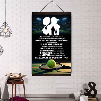 Baseball Poster Canvas Granpa To Grandson - Whisper Back I Am The Storm I Will Always Your No 1 Fan