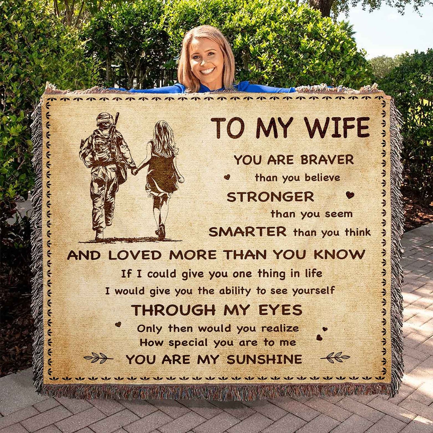 To My Wife Woven Blanket You Are Braver Than You Believe You Are My Sunshine Gift For Your Wife
