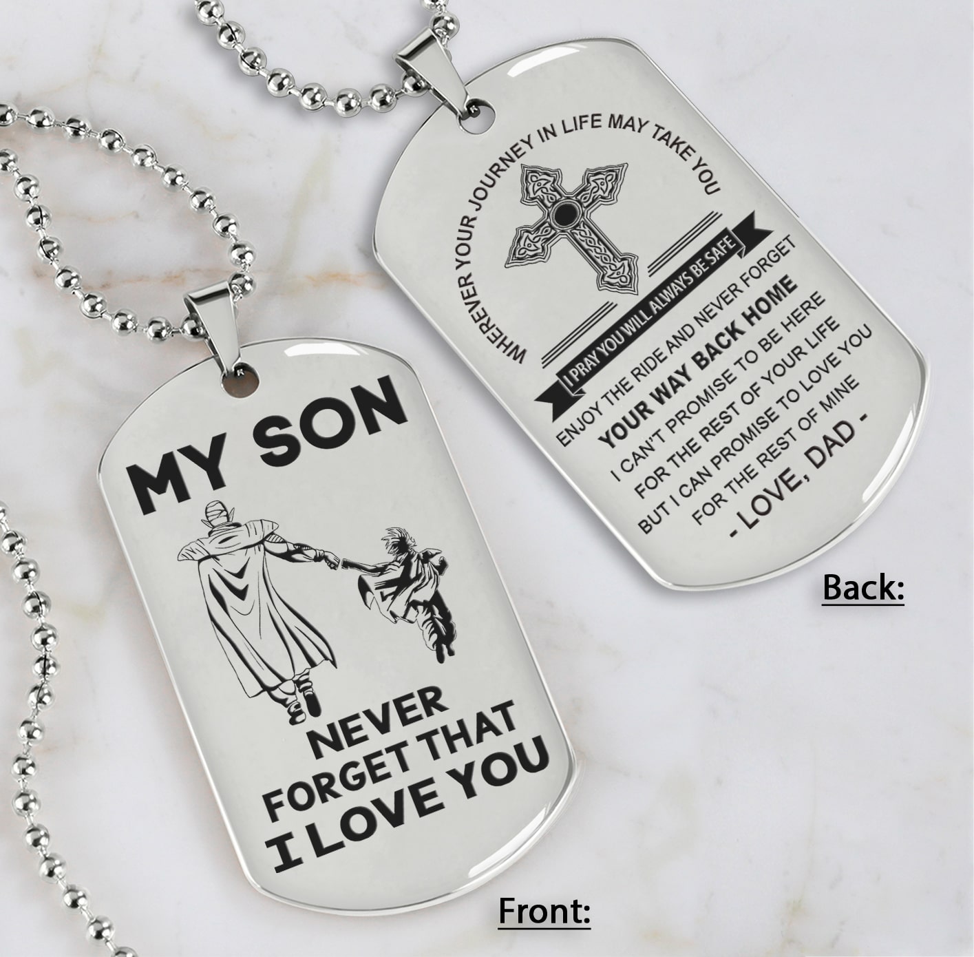 Samurai customizable engraved dog tag, gifts from dad mom to son- Be the nice kid