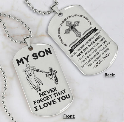 Samurai customizable engraved dog tag, gifts from dad mom to son- Be the nice kid