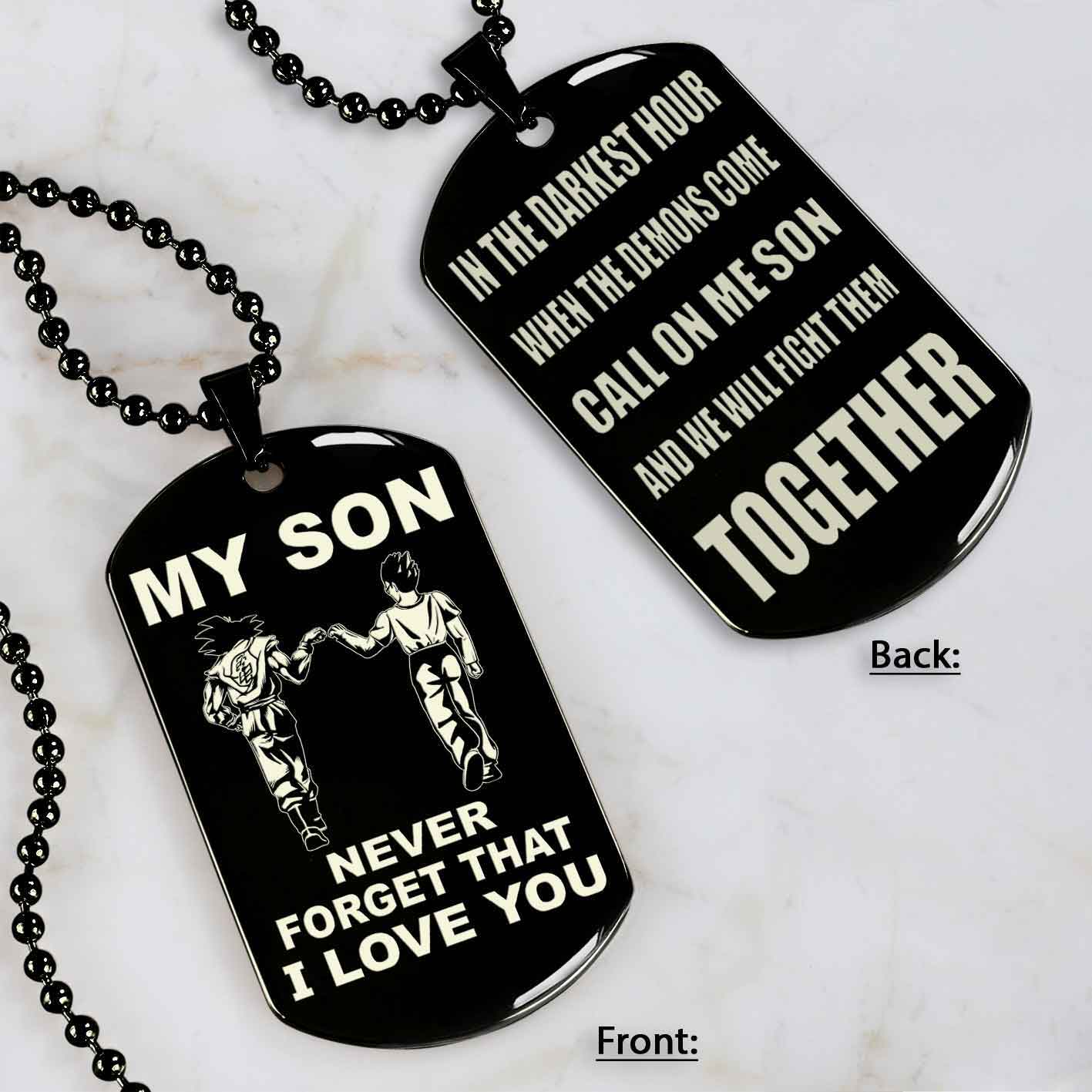 DRB Personalized Double Sided Dog Tag To My Son Never Forget That I Love You - Call On Me Son