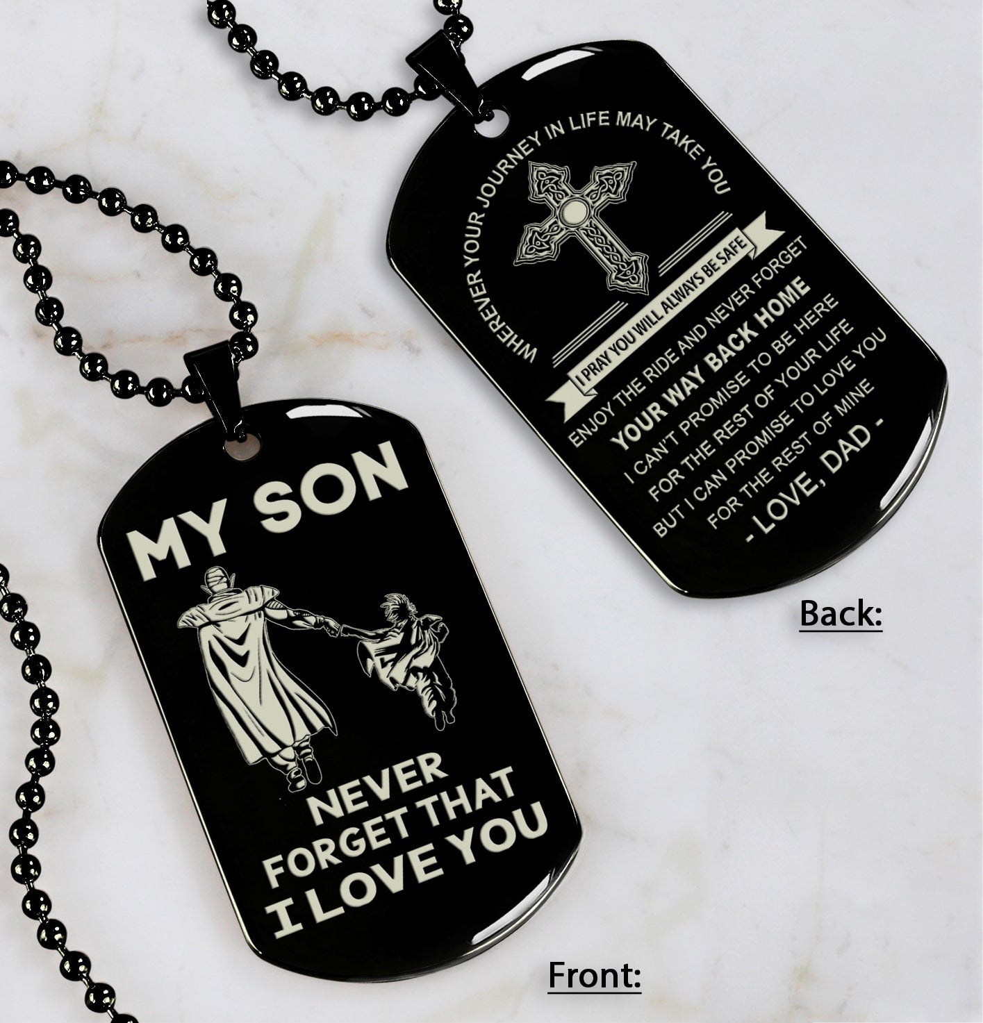 Samurai customizable engraved dog tag, gifts from dad mom to son- Be the nice kid