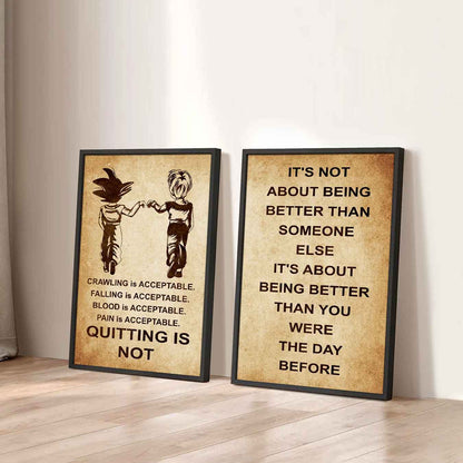 Combo 2 DRB Poster Canvas Quitting Is Not - It's Not About Being Better Than Someone Else It's About Being Better Than You Were The Day Before