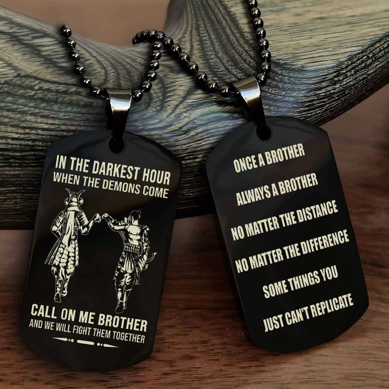 Cowboy Customizable engraved dog tag double sided gift from brother Once A Brother Always A Brother