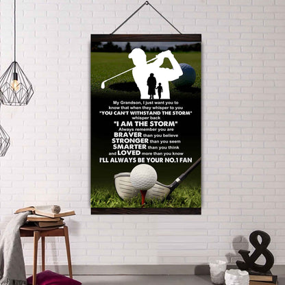 Sport Basketball Poster Canvas Grandma To Grandson - Whisper Back I Am The Storm I Will Always Your No 1 Fan