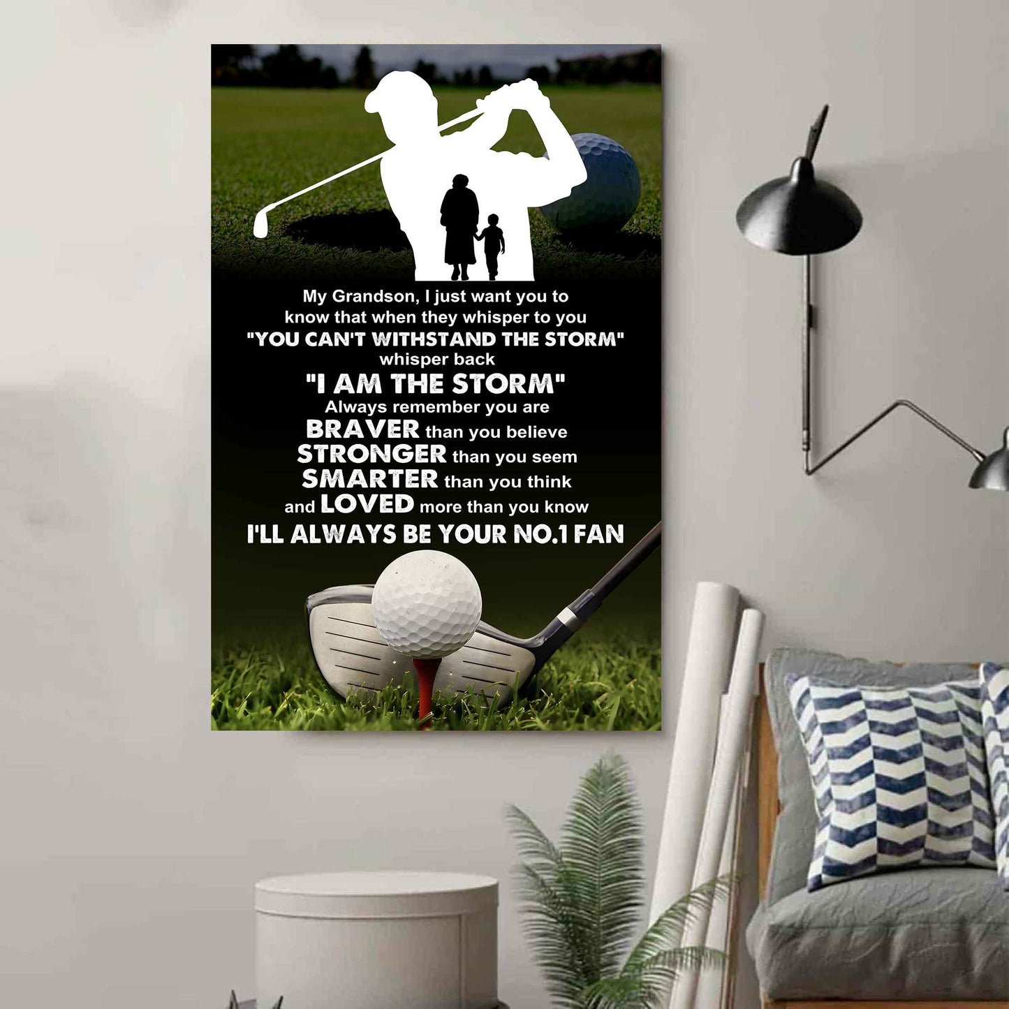 Soccer Poster Canvas Grandma To Grandson - Whisper Back I Am The Storm I Will Always Your No 1 Fan