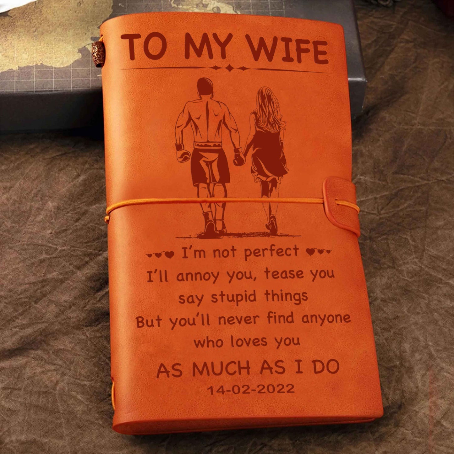 Vintage Journal Husband to Wife I am not perfect - love you as much as I do